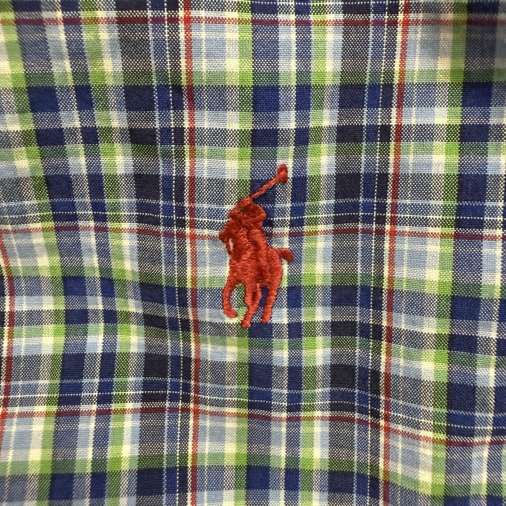 Ralph Lauren shirt men's large 16.5 blue green classic plaid preppy button down - Picture 2 of 12
